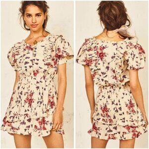 LoveShackFancy Sutton Antique White Floral Mini Dress $345